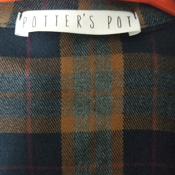 Potter's Pot Made in USA Plaid Open Front Blazer S - Picture 3 of 3